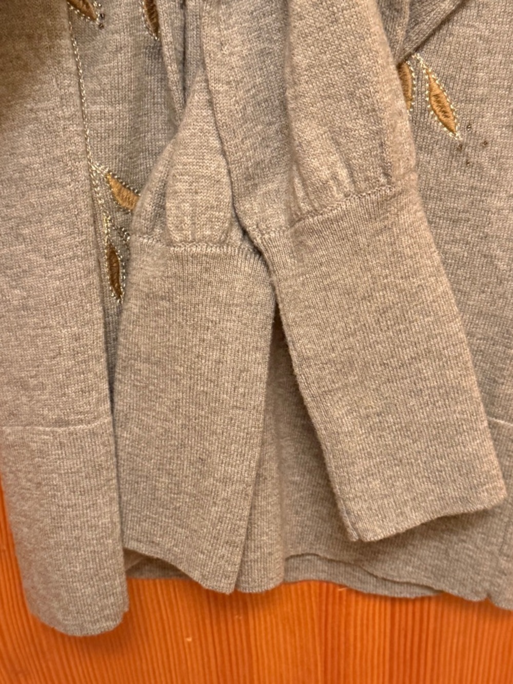 Sundance Women's Floral Embroidered Beaded Gray Cardigan Wool & Cotton Blend - Picture 4 of 6